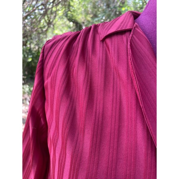 Vintage 1970s Womens Button Blouse Burgundy Red Striped - Picture 10 of 12